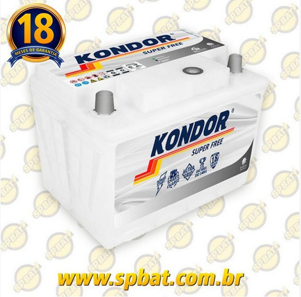 Bateria Kondor Super Free Sf22ad 60ah 18 meses de garantia palio fox uno strada saveiro