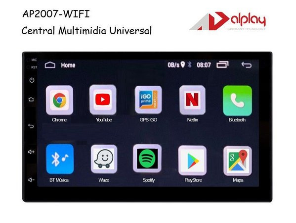 Central Multimidia Universal Android Alplay AP2007-WIFI - 7 polegadas