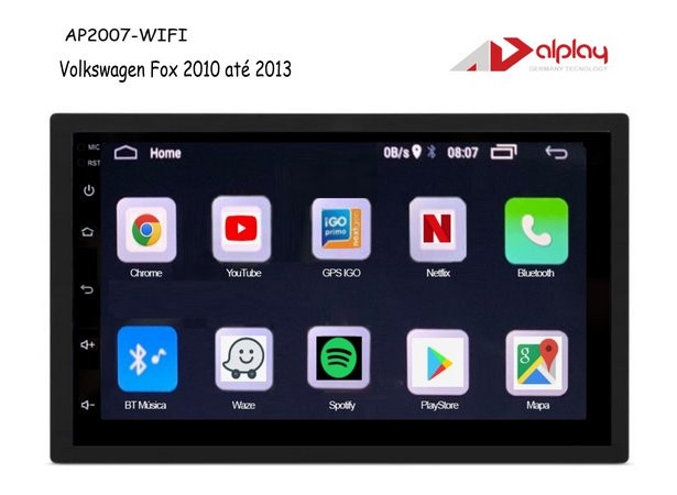 Central Multimidia Volkswagen Fox 2010 até 2013 Android Alplay AP2007-WIFI - 7 polegadas