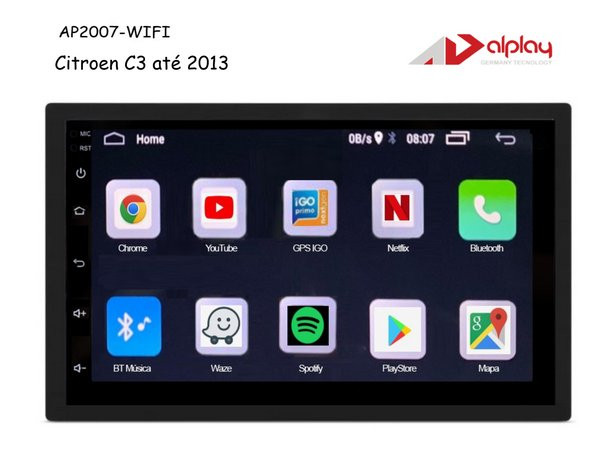 Central Multimidia Citroen C3 até 2013 Android Alplay AP2007-WIFI - 7 polegadas