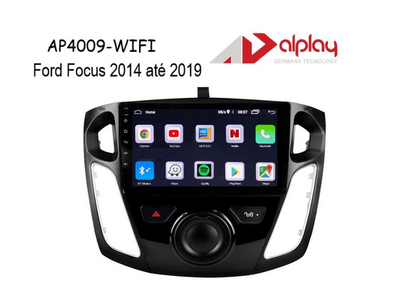 Central Multimidia Ford Focus 2014 até 2019 Android Alplay AP4009-WIFI - 9 polegadas