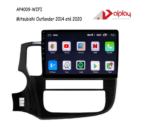 Central Multimidia Mitsubishi Outlander 2014 até 2020 Android Alplay AP4009-WIFI - 9 polegadas
