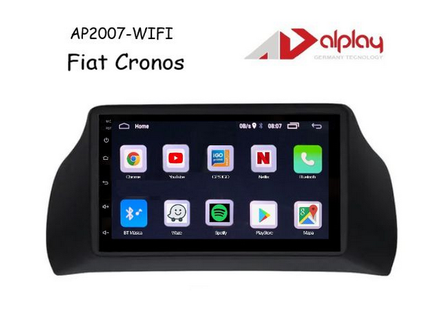 Central Multimidia Fiat Cronos Android Alplay AP2007-WIFI - 7 polegadas