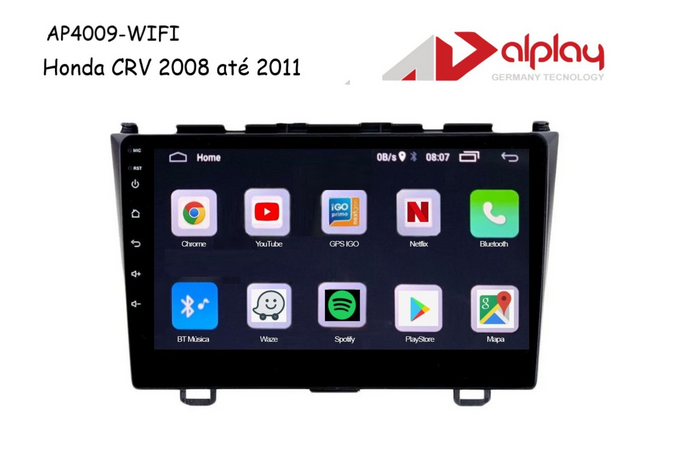 Central Multimidia Honda CRV 2008 até 2011 Android Alplay AP4009-WIFI - 9 polegadas