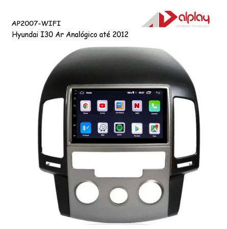 Central Multimidia Hyundai I30 até 2012 Ar Analogico Android Alplay AP2007-WIFI - 7 polegadas