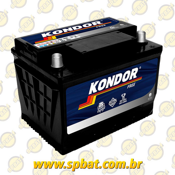 Bateria Kondor F19mpd 50ah Caixa baixa Fiat Uno, Gm Prisma, Vw Savei