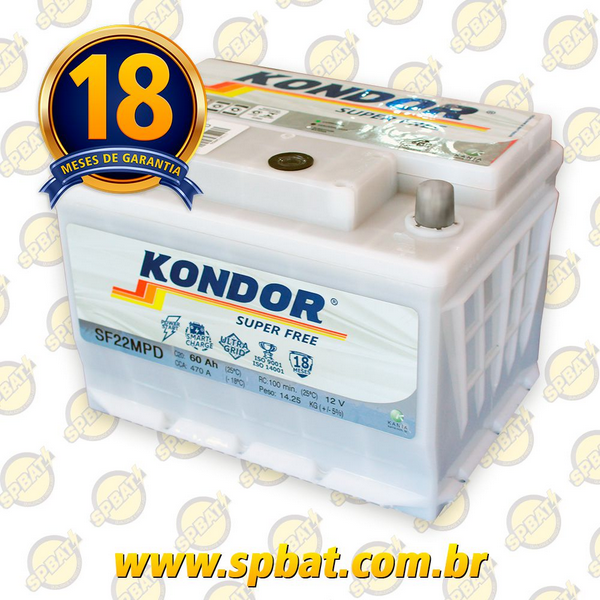 Bateria Kondor Super Free Sf22mpd 60ah 18 meses de garantia